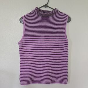 Louis Feraud Cashmere Mock Neck Sweater Tank Size 12 Sparkle Thread